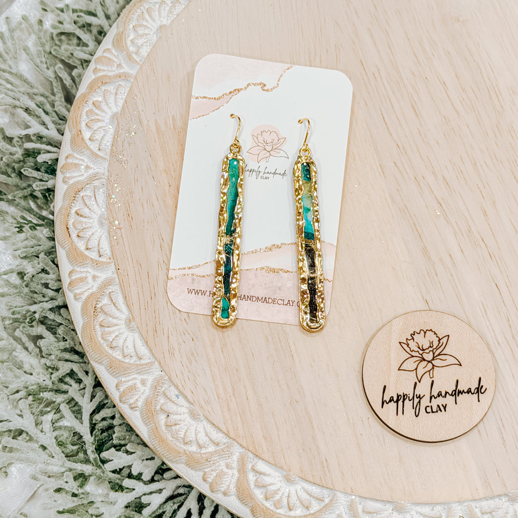 Green Stone Bezel Dangles