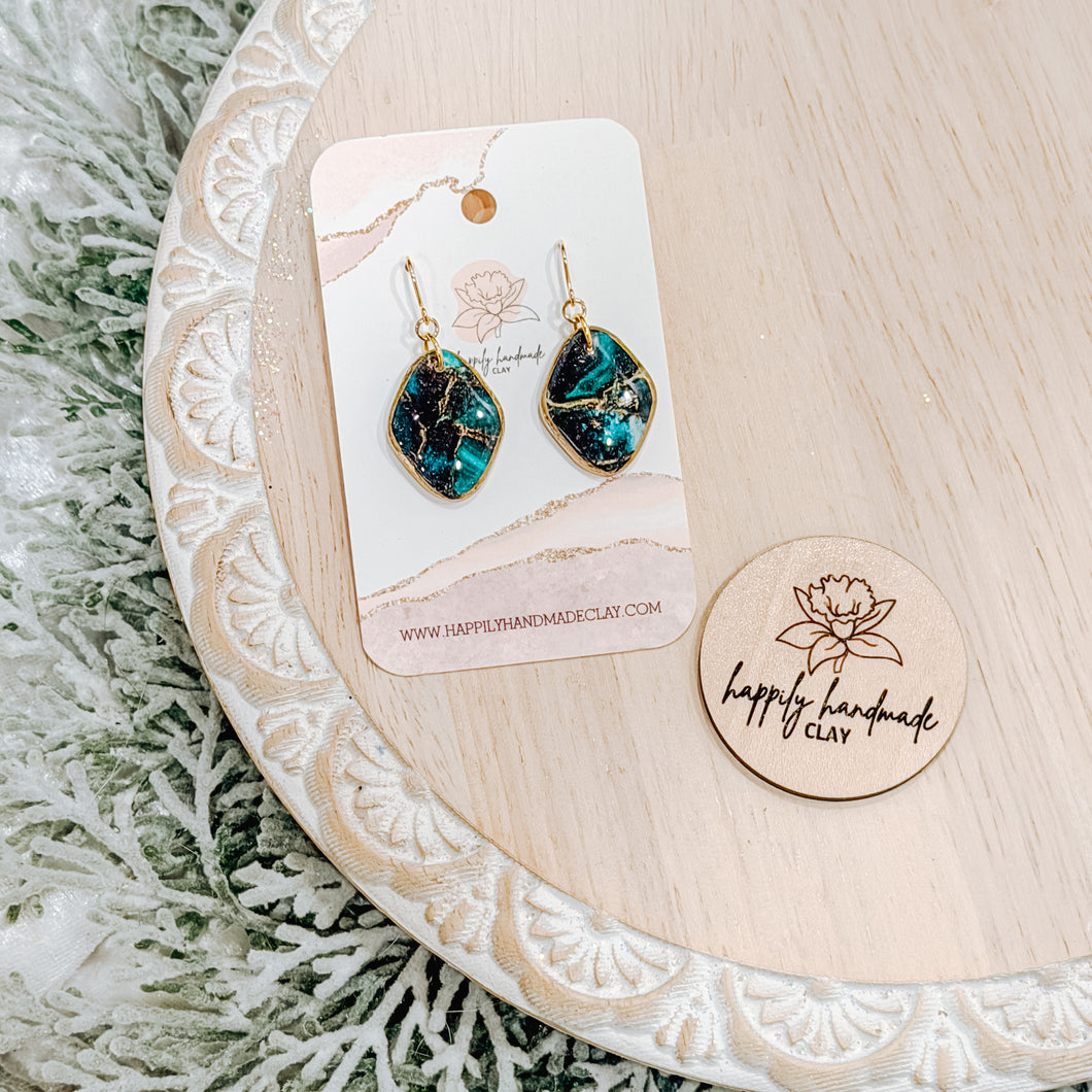 Green Stone Diamond Dangles