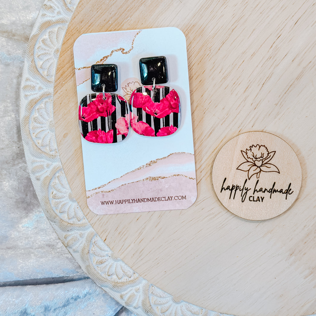 Magenta Floral Dangles
