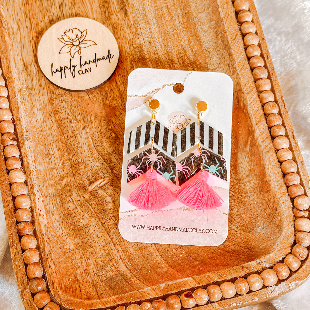 Stripes & Spiders tassel dangle