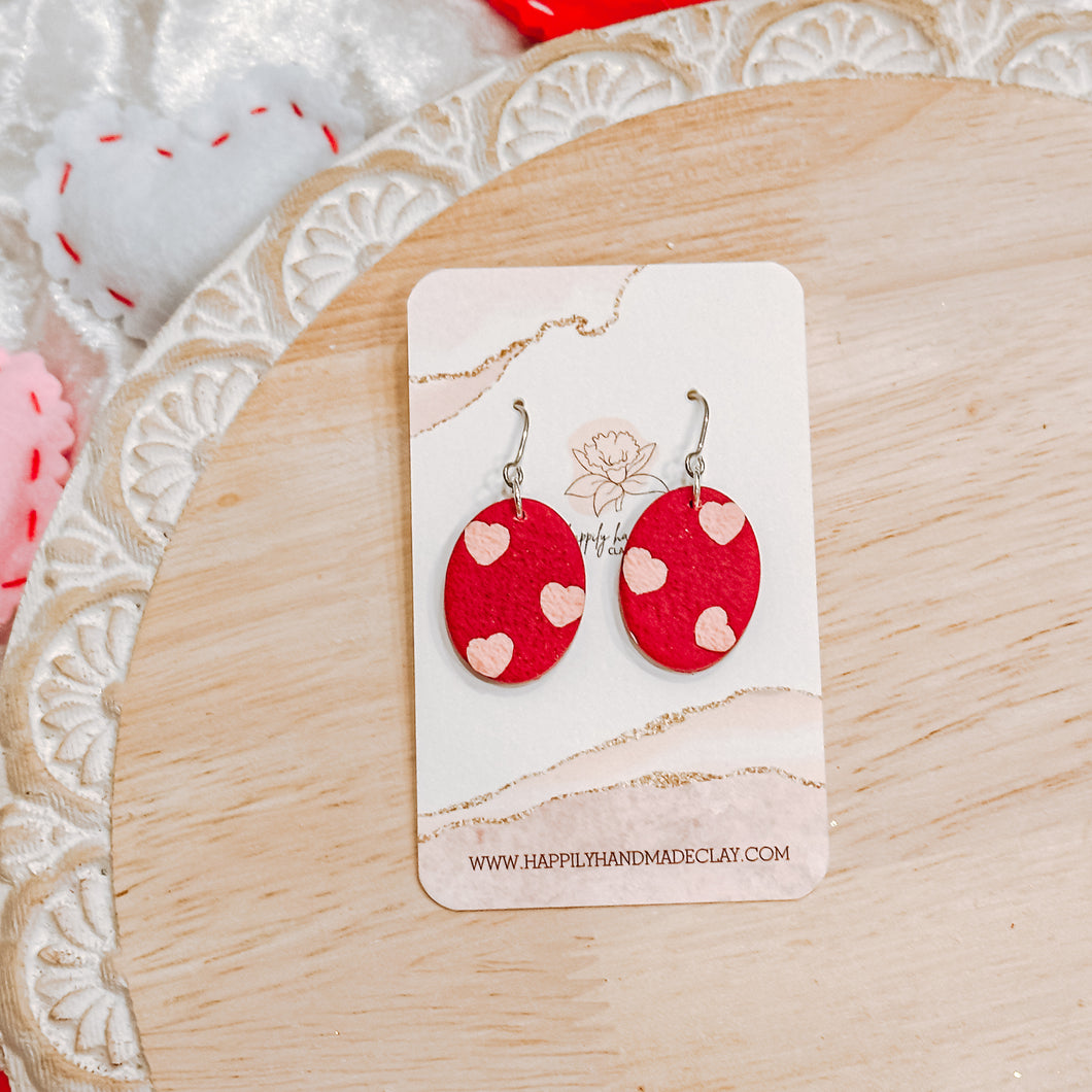 Red/Pink Oval Dangles