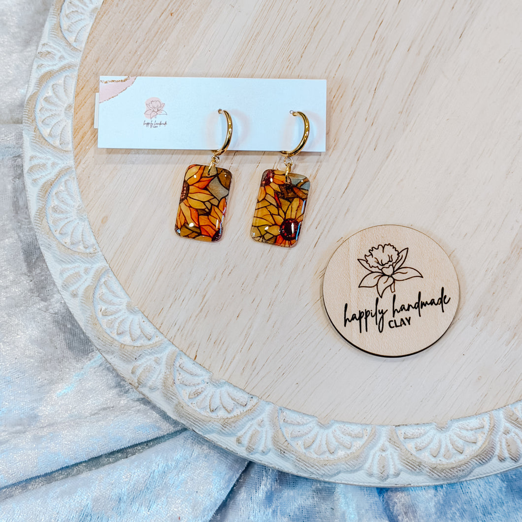 Stained Glass Sunflower Huggies