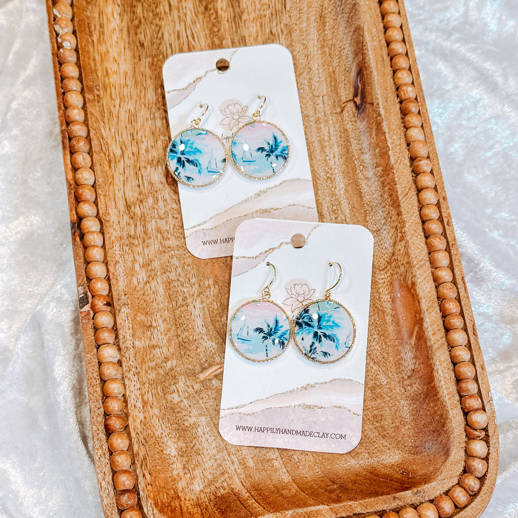 Gold Rimmed Island Dangles