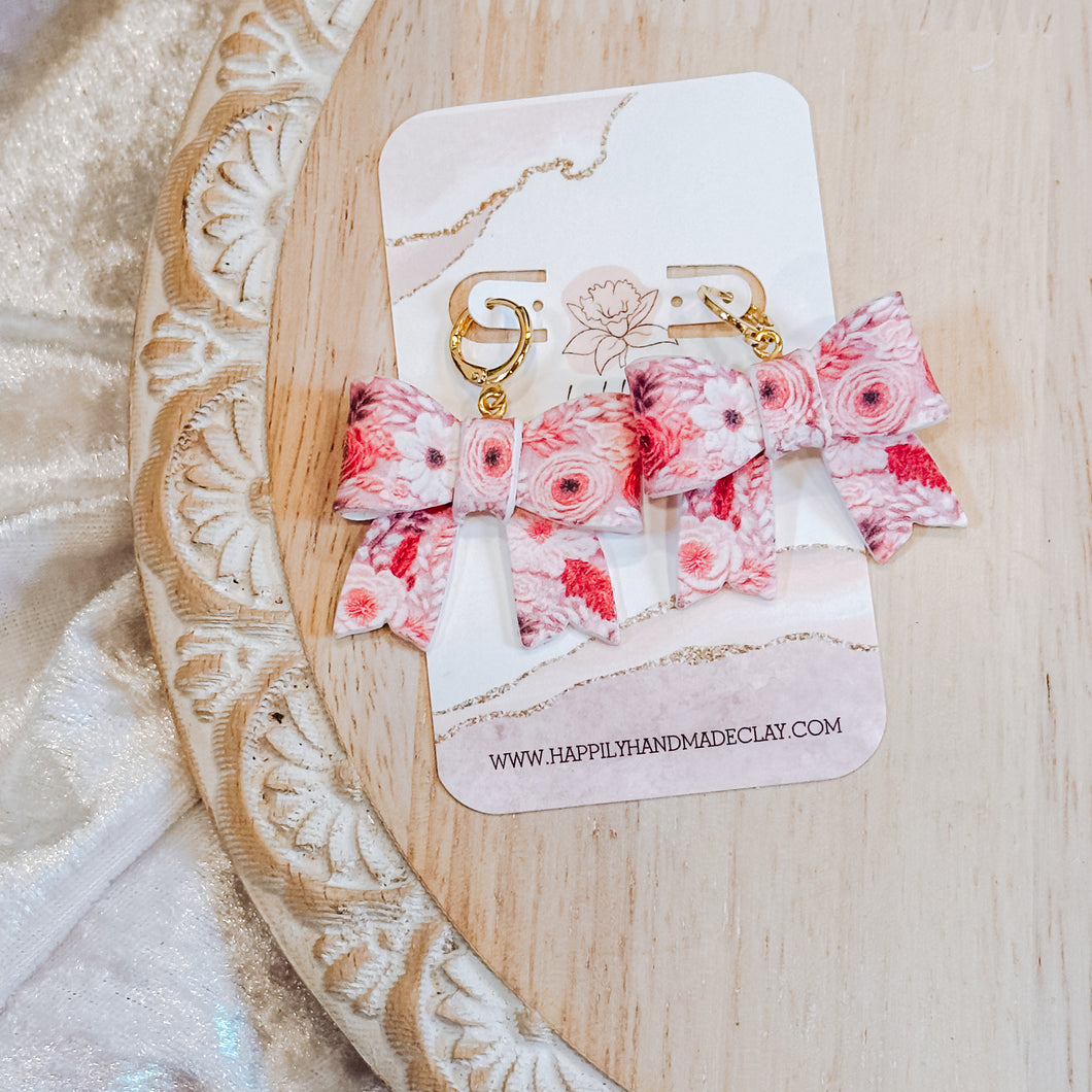 Peach Floral Statement Bows