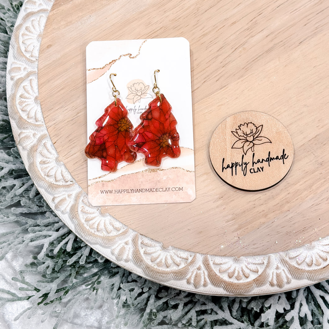 Poinsettia Stained Glass Trees